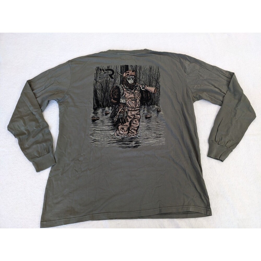Roost Waterfowl Mens Sz XL Pullover Long Sleeve Crew Neck Shirt Gray